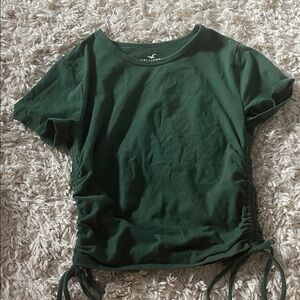 Hollister Women's Dark Green Ruched Tee